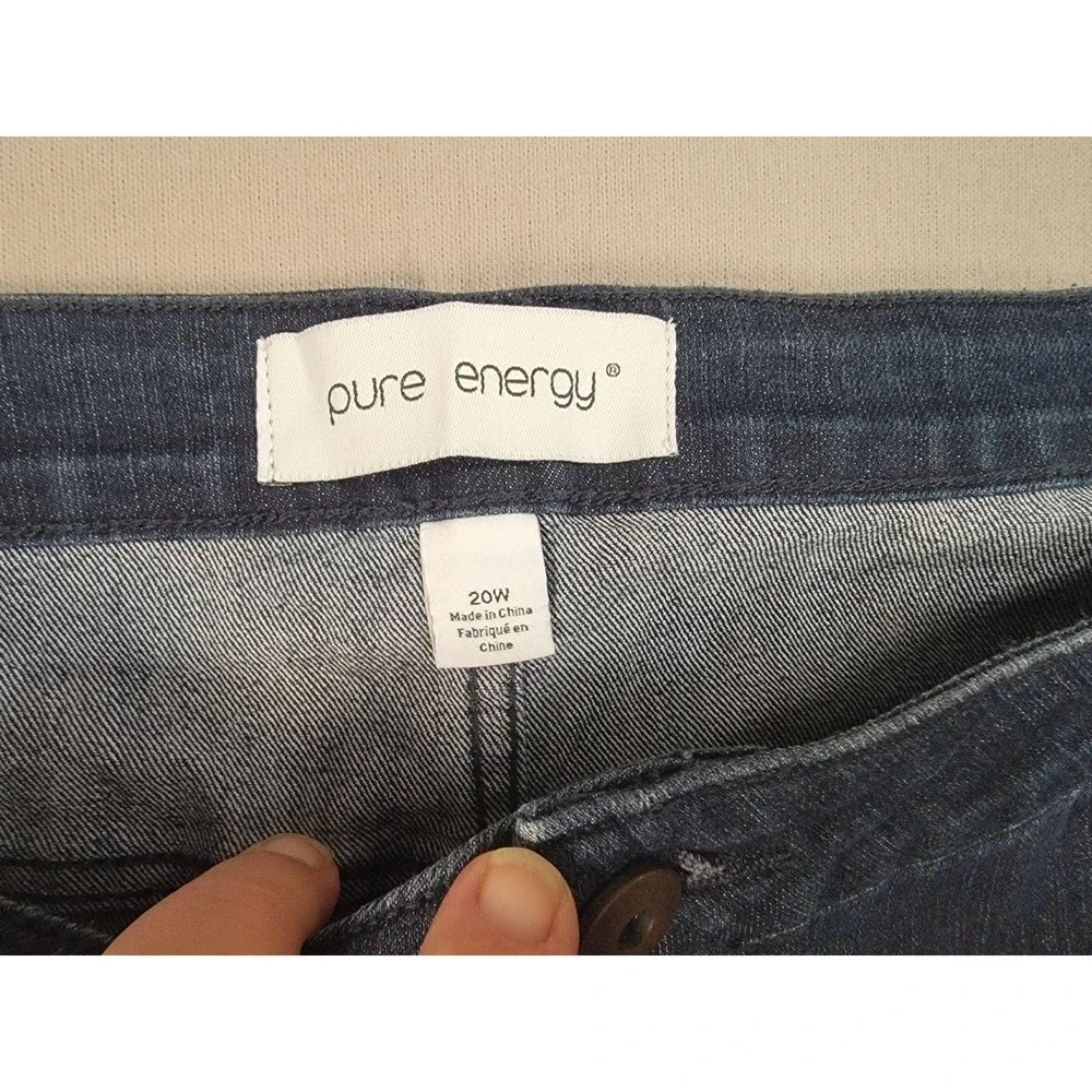 Pure Energy Straight Leg Jeans Womens 20W Dark Wash Blue 100% Cotton Denim